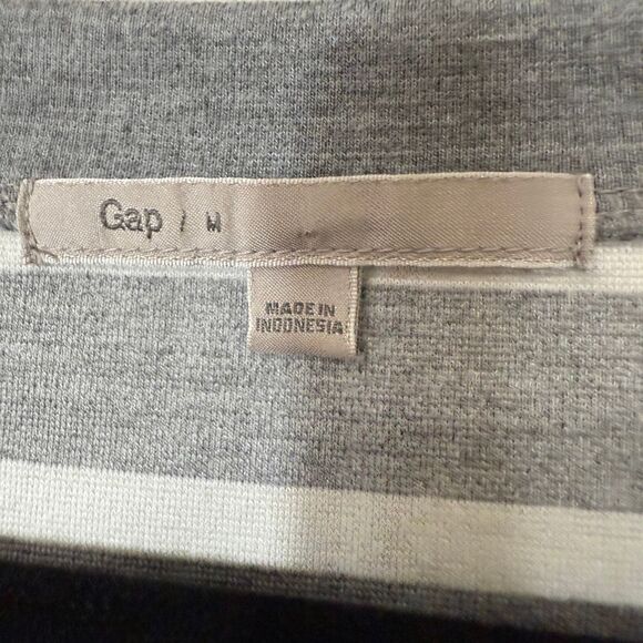 Gap Women’s Navy Gray White Stripe Color Block Pockets Ponte Knit Dress Medium - Picture 3 of 7